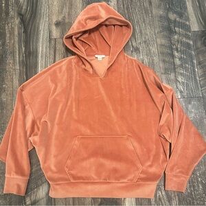 American Eagle Velvet Pink Rose Hoodie Boxy Style Women’s Small